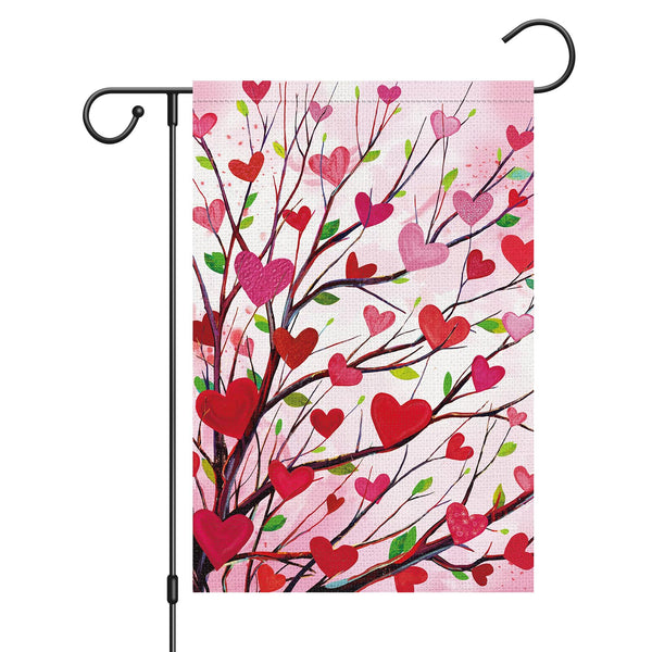 Garden Flag Love Heart Tree 12x18 Inch 1-Sided Welcome Small Burlap Spring Holiday