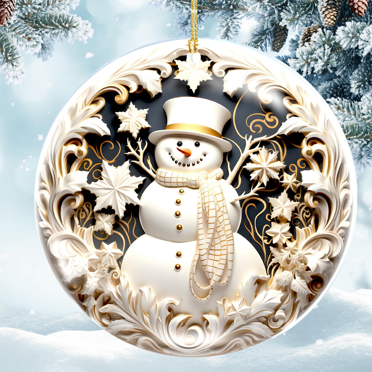 Snowman Christmas Ornament 4Inch – 2025 Christmas Ornament – Acrylic Winter Decoration for Tree