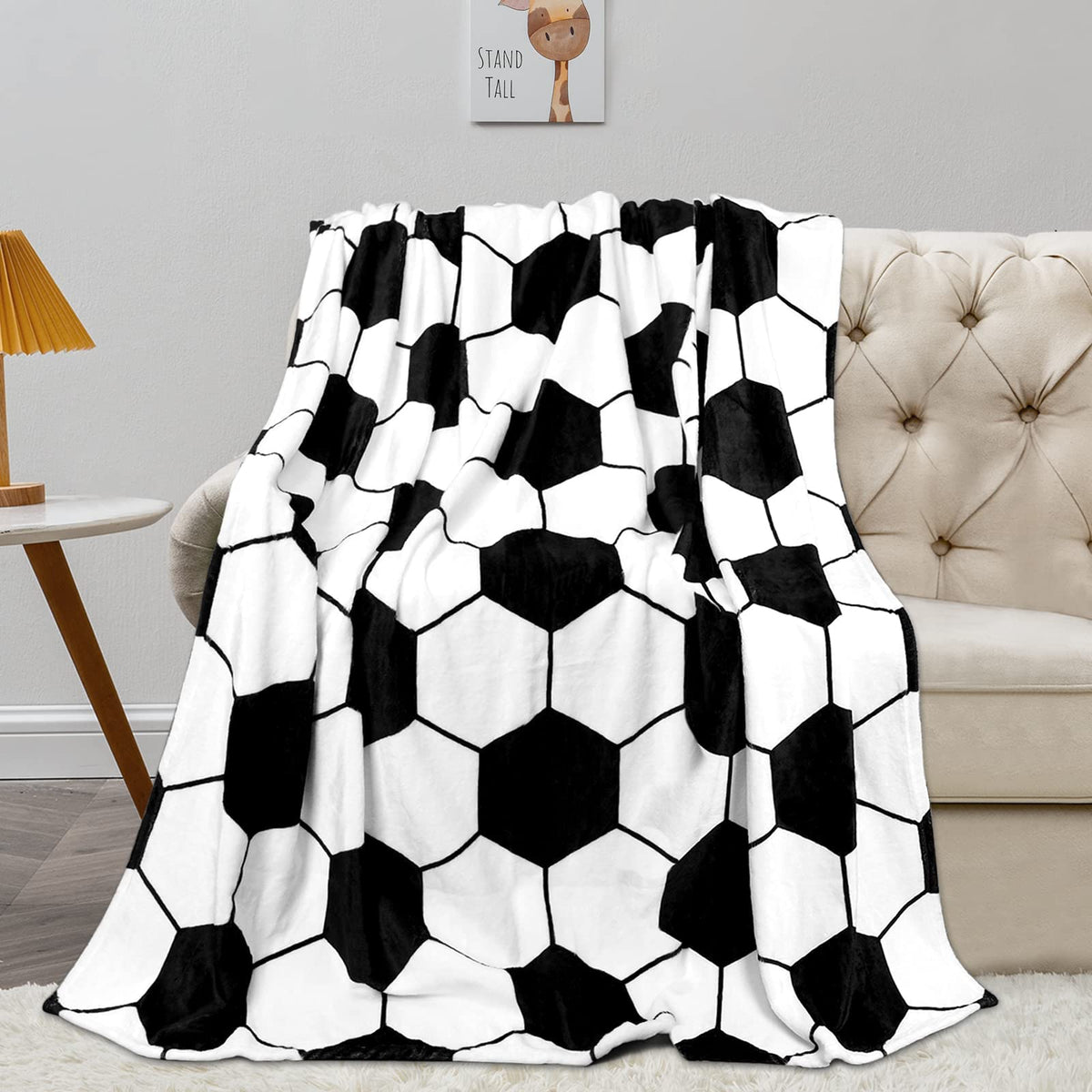 Soccer Blanket, Soccers Gifts for Boys Girls Soccer Lovers, Machine Washable Soft Fleece Throw Blankets