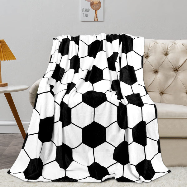 Soccer Blanket, Soccers Gifts for Boys Girls Soccer Lovers, Machine Washable Soft Fleece Throw Blankets