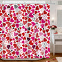 Valentines Day Shower Curtain, 70.8" Doodle Style Hearts Romantic Red Pink Black Love Bathtub Decor