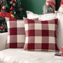 Pack of 2 Christmas Classic Farmhouse Buffalo Check Plaids Linen Soft Soild Decorative Square Porch Throw Pillow Covers
