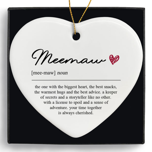 Meemaw Gifts Ceramic Ornaments, Meemaw Definition Heart Hanging Ornament Decor Decorations for Christmas Tree Car