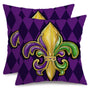 Outdoor Waterproof Mardi Gras Pillow Covers 18X18 Inch Set of 2 (Purple)