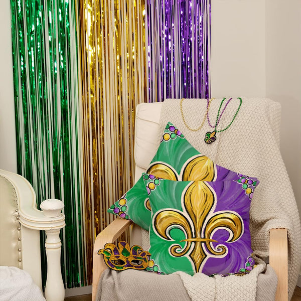 Outdoor Waterproof Mardi Gras Pillow Covers 18X18 Inch Set of 2