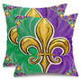 Outdoor Waterproof Mardi Gras Pillow Covers 18X18 Inch Set of 2
