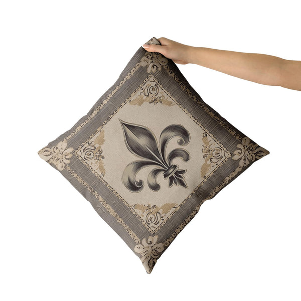 Outdoor Waterproof Mardi Gras Throw Pillow Covers 18x18 Inches Vintage Country Style Fleur de Lis Print