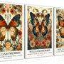 William Morris Canvas Wall Art Vintage Butterfly Poster Prints Framed Set of 3 Botanical Aesthetic Pictures Gallery Artwork