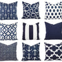 Navy and White Pillow Cover, Navy Blue Throw Pillow Cover, Navy Euro Sham