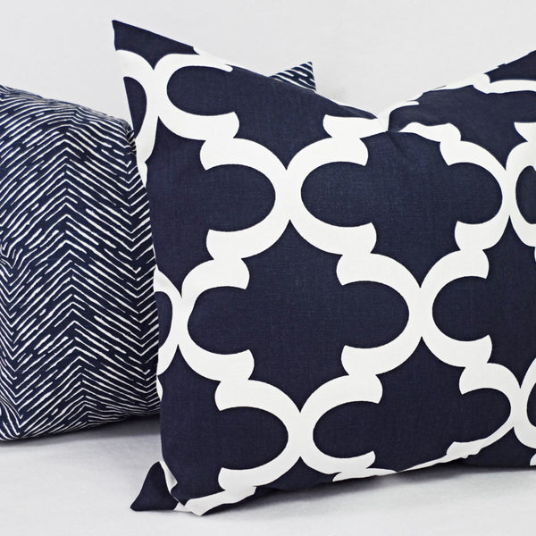Navy and White Pillow Cover, Navy Blue Throw Pillow Cover, Navy Euro Sham