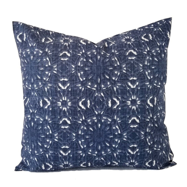 Blue and White Pillow Cover, 18x18 Inch Waterproof Outdoor Tie Dye Geometry Pillow Sham