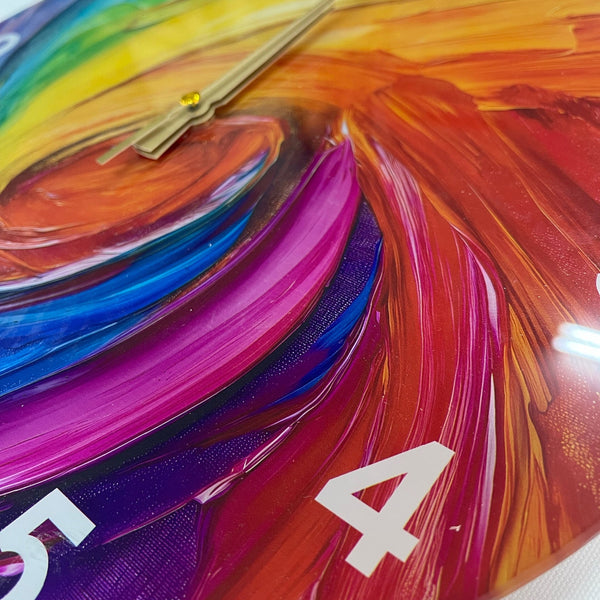 Glass Colorful Wall Clock Wall Art, Color Palette Tempered Glass Wall Clock