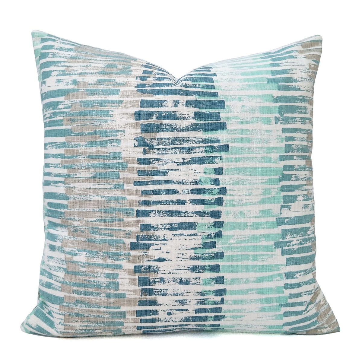 Blue and Grey Pillow Cover, 18x18 Inch Waterproof Outdoor Aqua Coastal Decor Pillow Sham