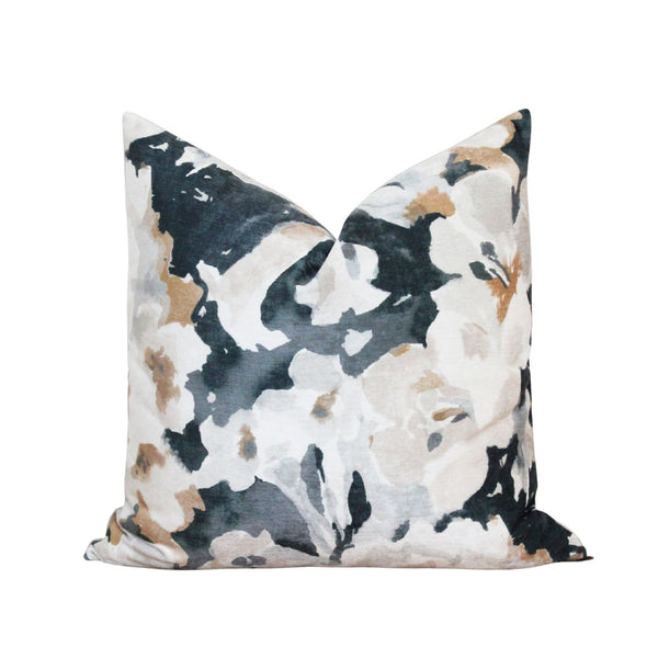 Floral Velvet Pillow Cover | Green Watercolor Floral Pillow Cover