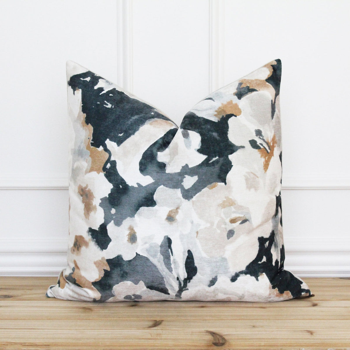 Floral Velvet Pillow Cover | Green Watercolor Floral Pillow Cover