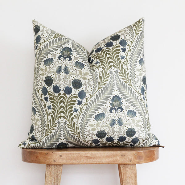 Green and Blue Floral Pattern | Blue and Green Floral Pillow Cover