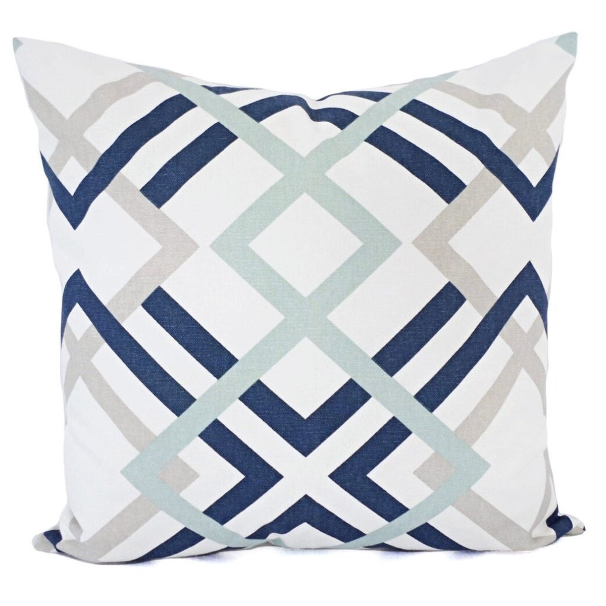 Blue and White Pillow Cover, 18x18 Inch Waterproof Outdoor Modern Floral Geometry Pillow Sham