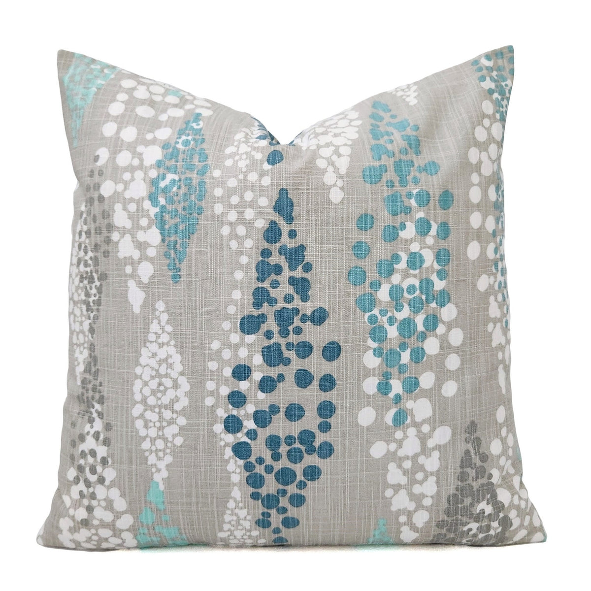 Blue and Grey Pillow Cover, 18x18 Inch Waterproof Outdoor Aqua Coastal Decor Pillow Sham