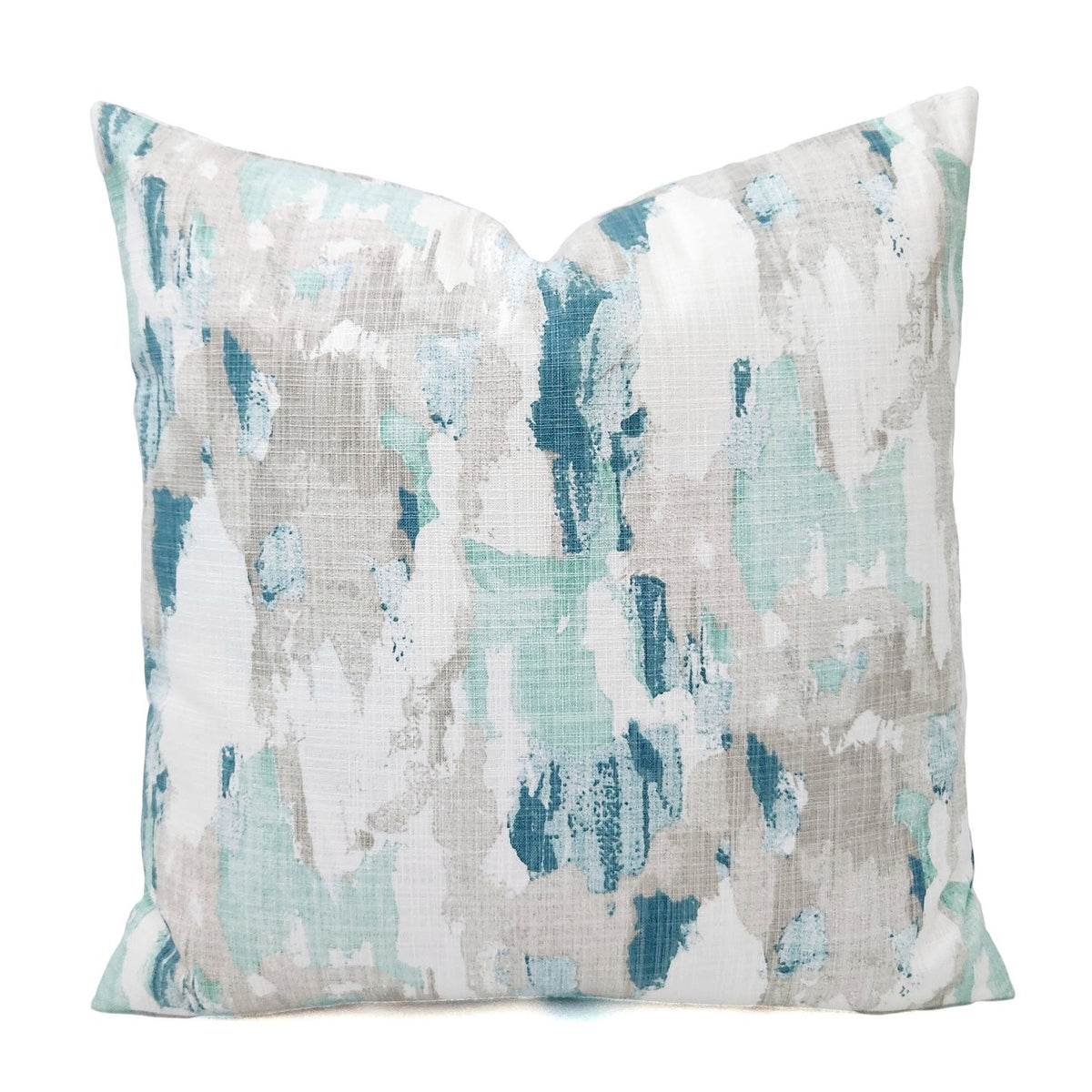 Blue and Grey Pillow Cover, 18x18 Inch Waterproof Outdoor Aqua Coastal Decor Pillow Sham