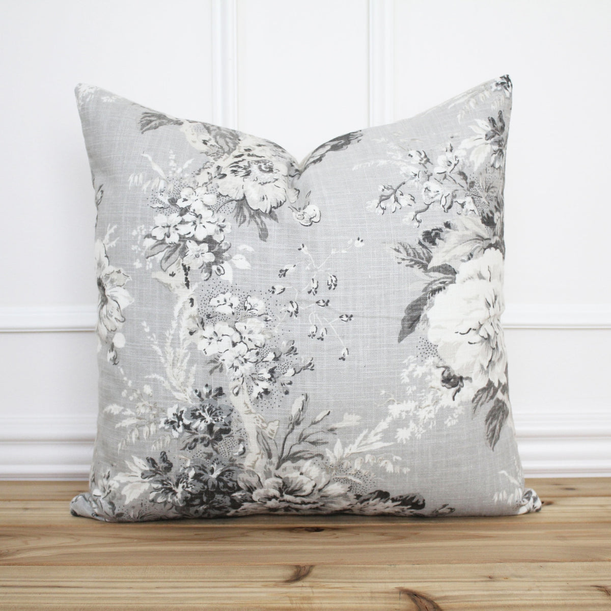 Gray Floral Pillow Cover 18x18 Throw Pillow Cover Velvet Pillow Cover