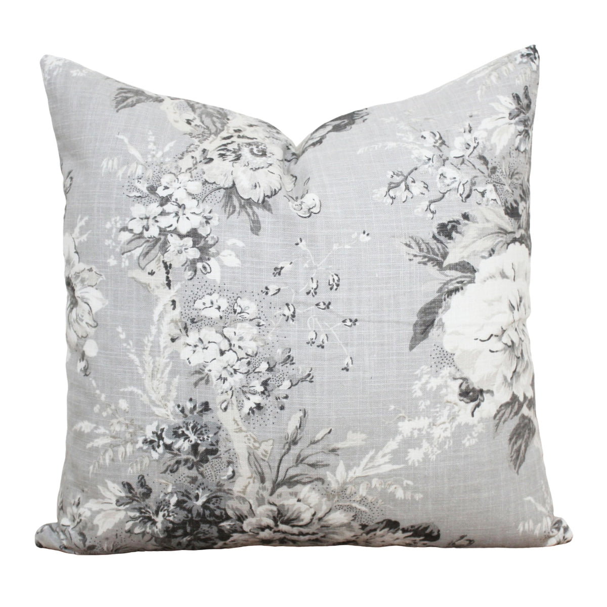 Gray Floral Pillow Cover 18x18 Throw Pillow Cover Velvet Pillow Cover