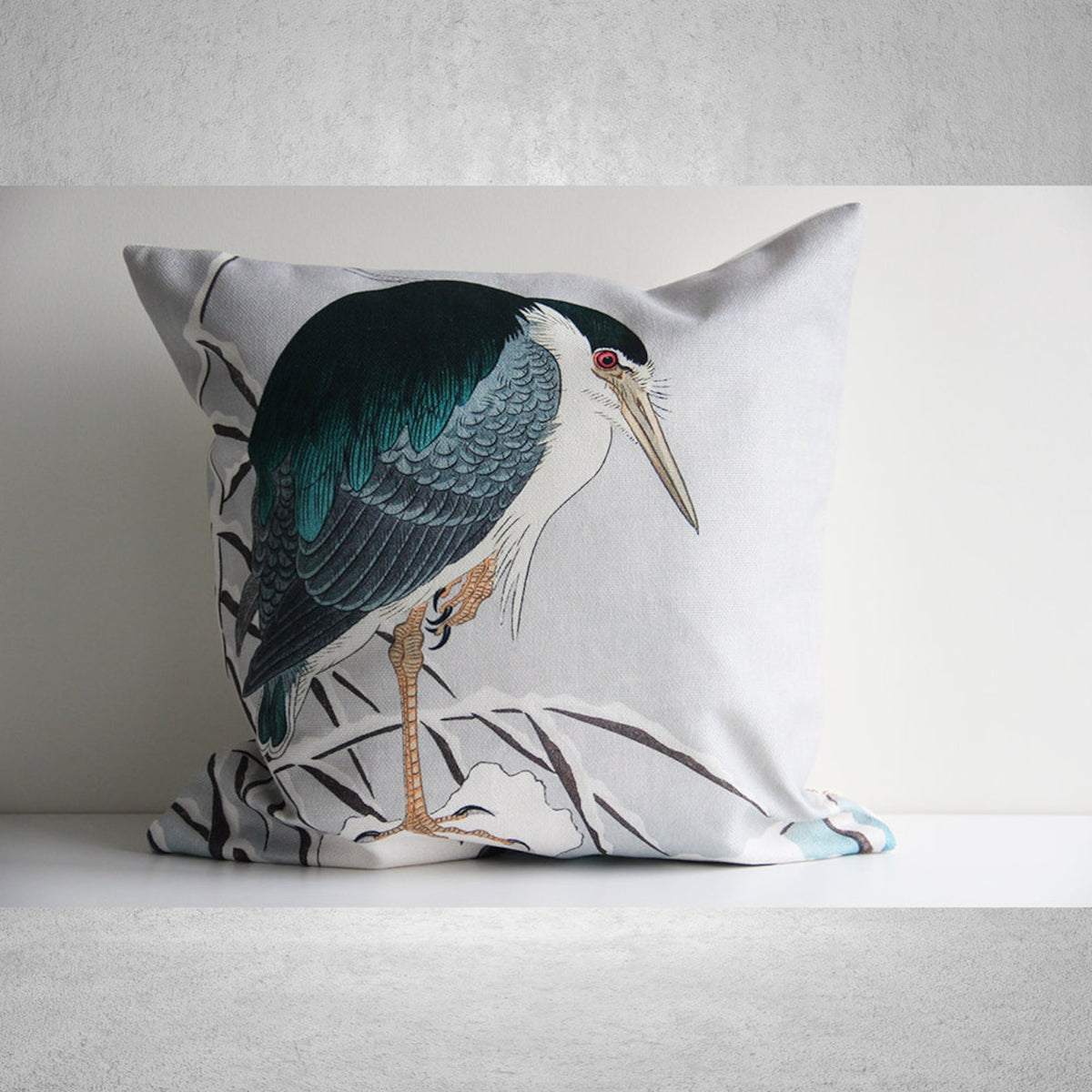 Aqua Duck Birds Pillow Cover - Chinoiserie Decor Cushion Cover 18x18 20x20 Pillow Cover