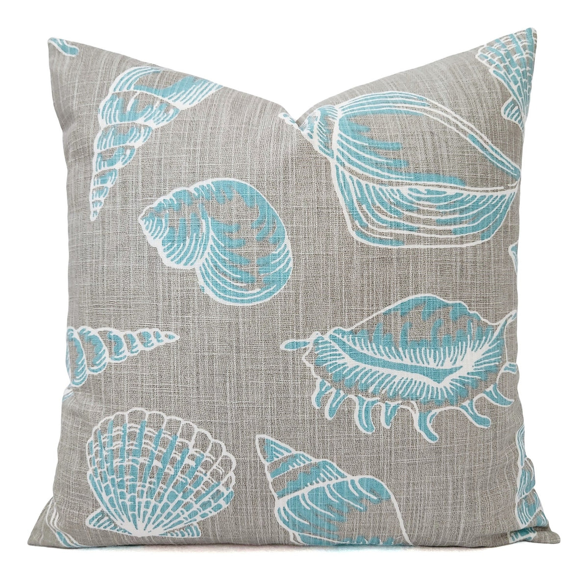 Blue and Grey Pillow Cover, 18x18 Inch Waterproof Outdoor Aqua Coastal Decor Pillow Sham