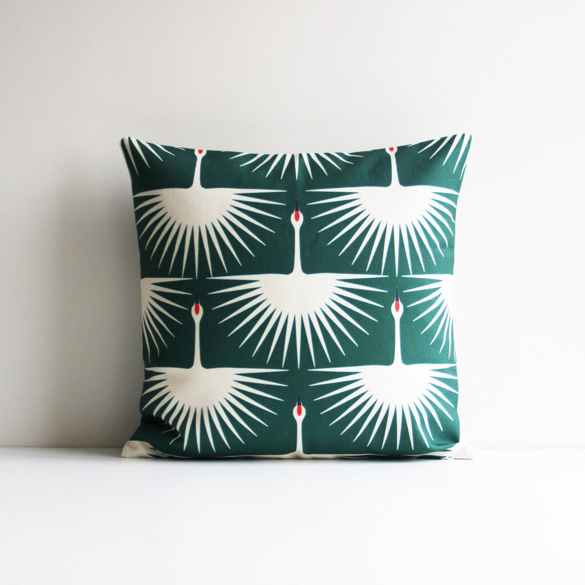 Green and Yellow 2 Pack Flying Swans Throw Pillow Cover - Birds Cushion Cover
