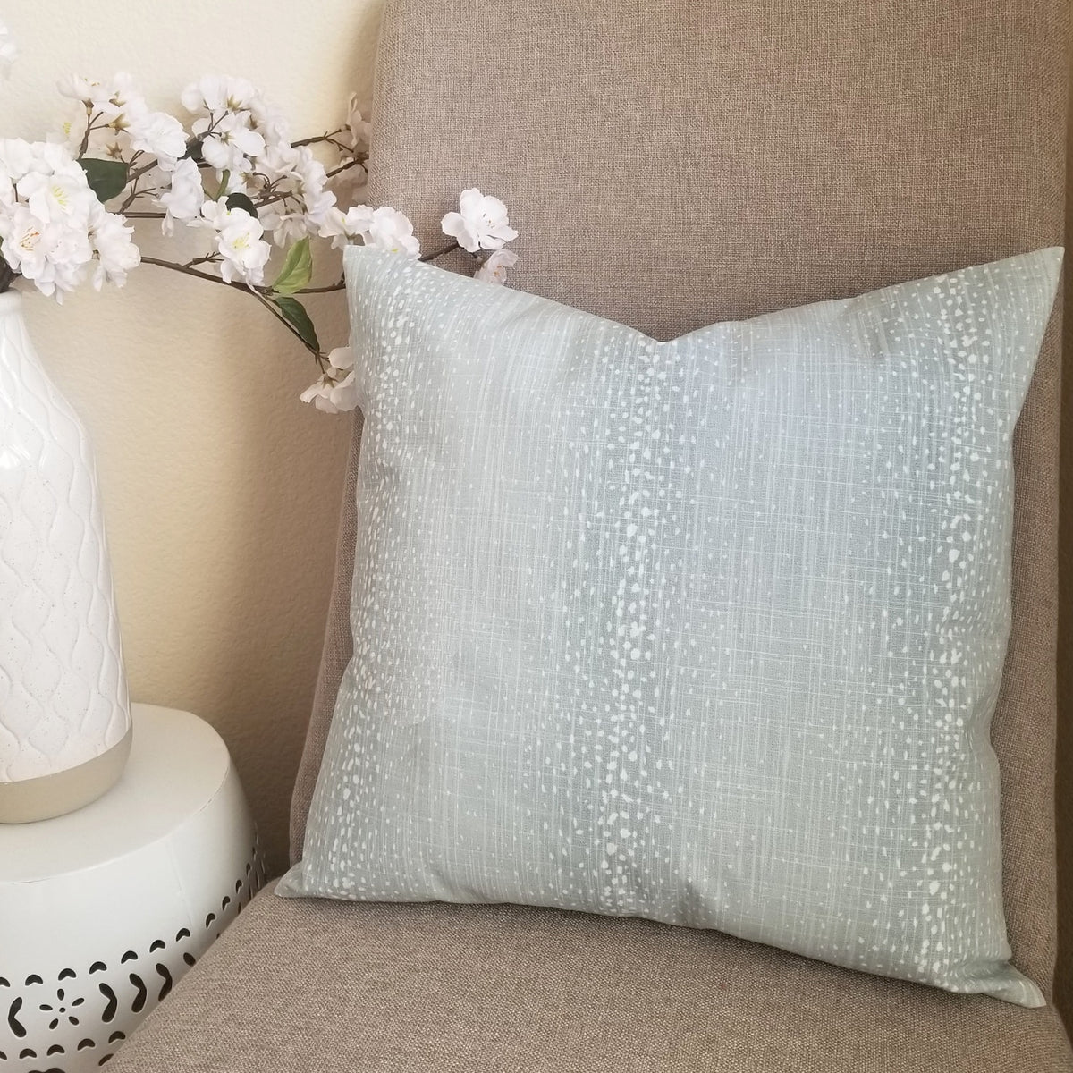 Blue Pillow Cover, Antelope Pillow Cover, Accent Pillow, Light Blue Throw Pillow Sham, 18 x 18"