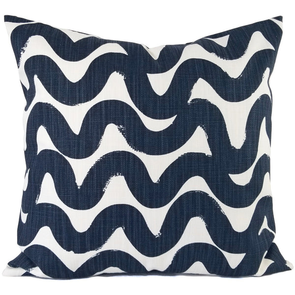 Blue Pillow Cover, Dark Blue and White Pillow Cover, 18x18 Inch Waterproof Outdoor Pillow Sham