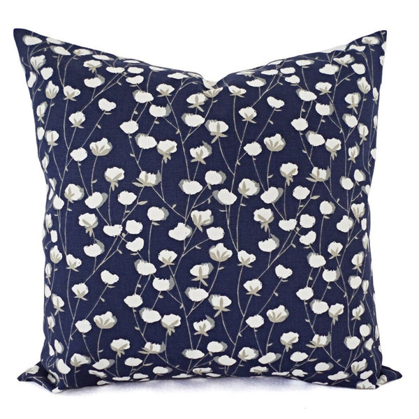 Blue and White Pillow Cover, 18x18 Inch Waterproof Outdoor Modern Floral Geometry Pillow Sham