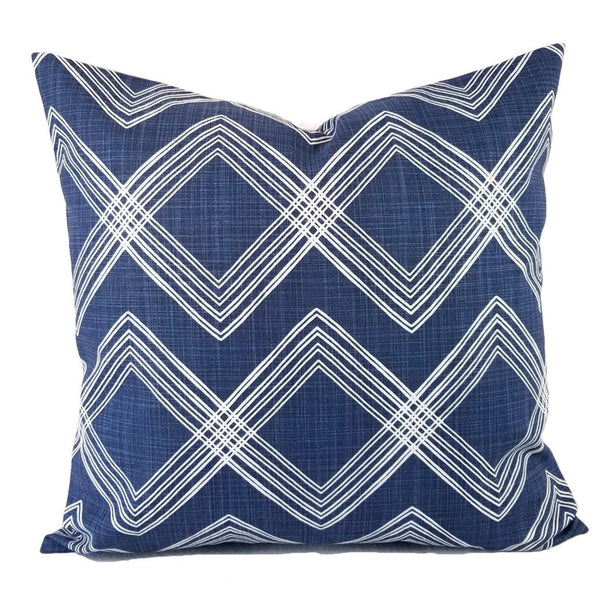Blue and White Pillow Cover, 18x18 Inch Waterproof Outdoor Tie Dye Geometry Pillow Sham