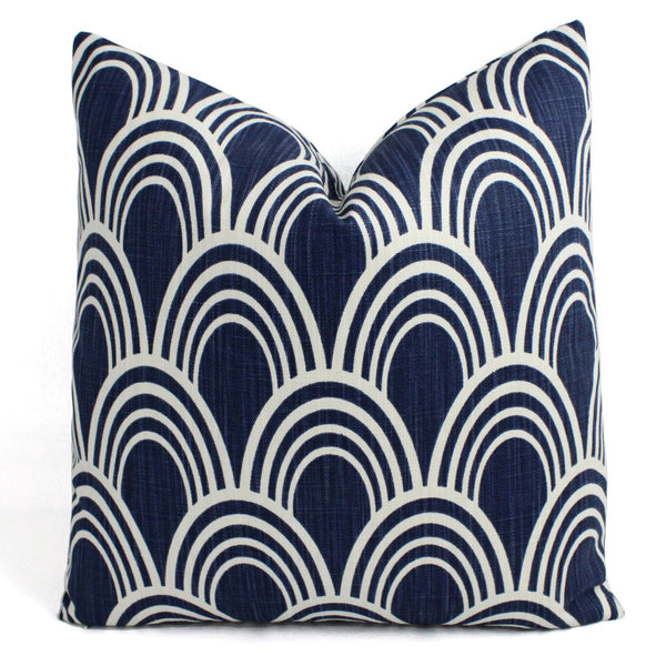 Blue and White Pillow Cover, 18x18 Inch Waterproof Outdoor Modern Pillow Sham