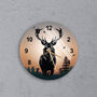 Deer and Forest Tempered Glass Wall Clock, Farmhouse Home Decor - Christmas Decoration