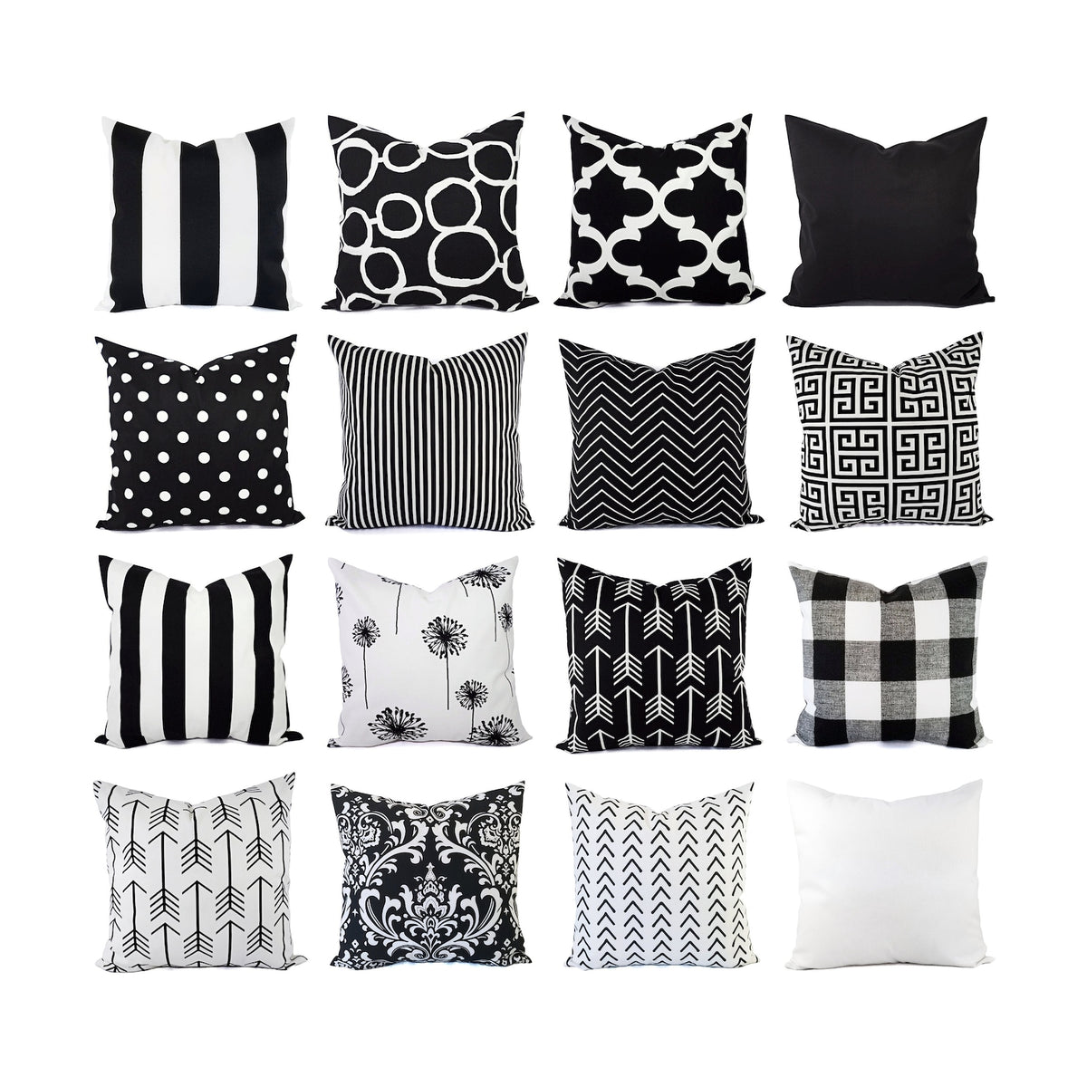 Black and White Pillow Cover, 18x18 Inch Waterproof Outdoor Greek Key Plaid Geometry Pillow Sham (Copy)
