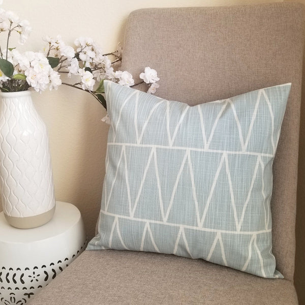 Blue Pillow Cover, Blue and White Throw Pillow Euro Sham, 18x18 Inch Waterproof Outdoor Use