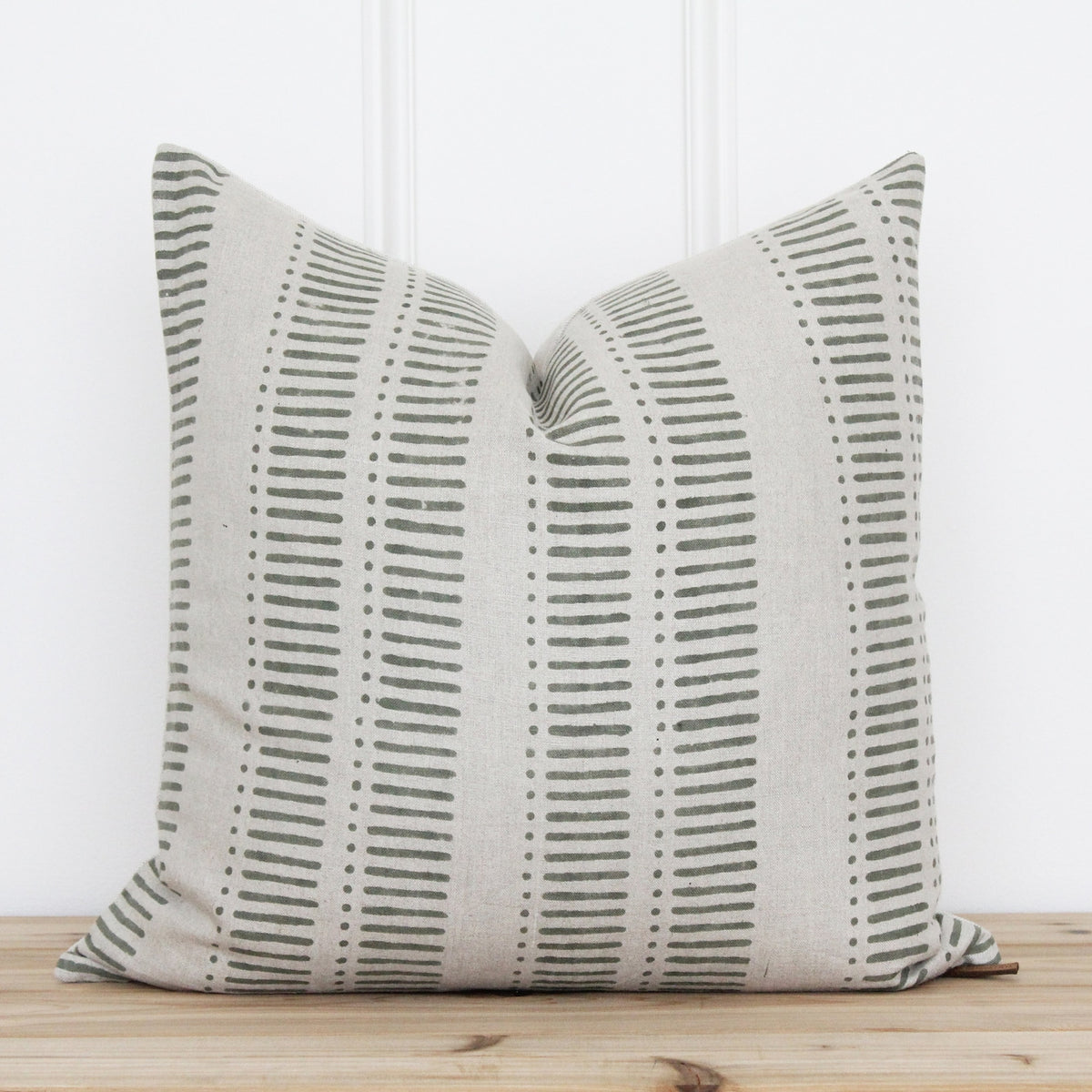 Hand Block Stripe Pillow Cover | Green Stripe Pillow Cover | Indian Block Printed Pillow Cover
