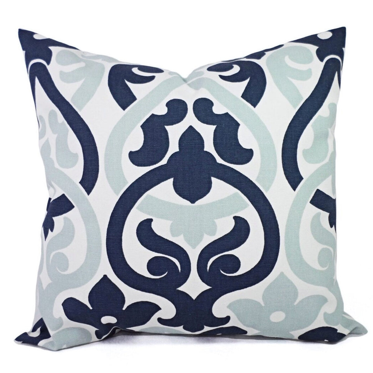 Blue and White Pillow Cover, 18x18 Inch Waterproof Outdoor Modern Floral Geometry Pillow Sham