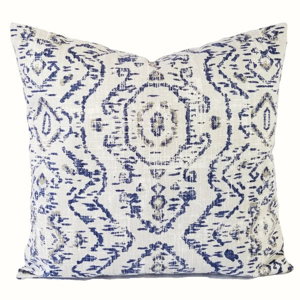 Blue and White Pillow Cover, 18x18 Inch Waterproof Outdoor Tie Dye Geometry Pillow Sham