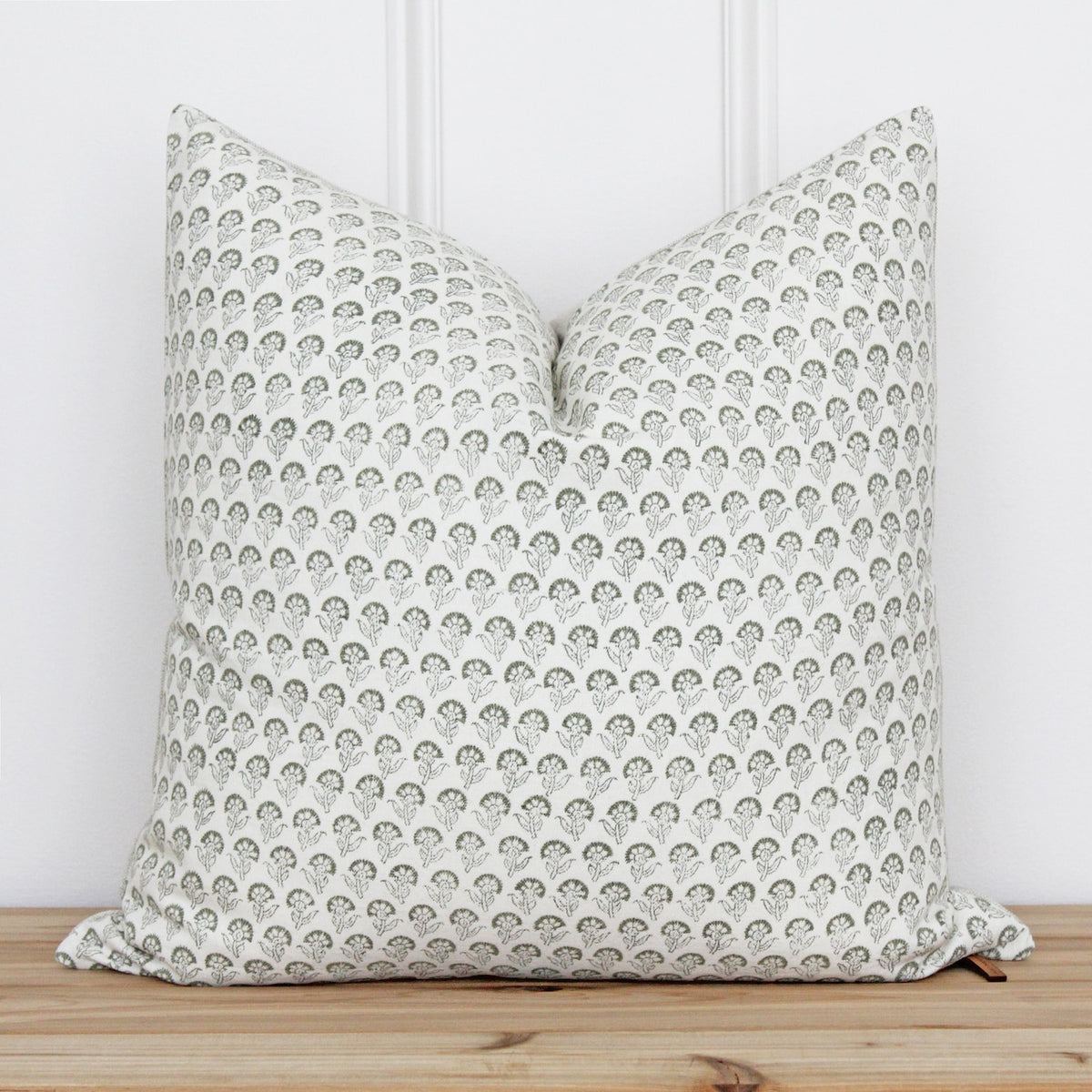Floral Hand Block Botanical Pillow Cover | Green Floral Pillow Cover | Indian Block Printed