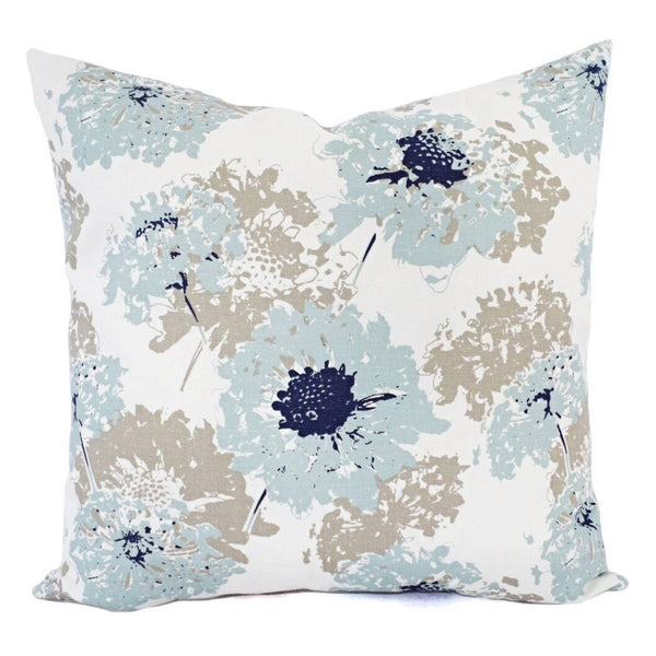 Blue and White Pillow Cover, 18x18 Inch Waterproof Outdoor Modern Floral Geometry Pillow Sham