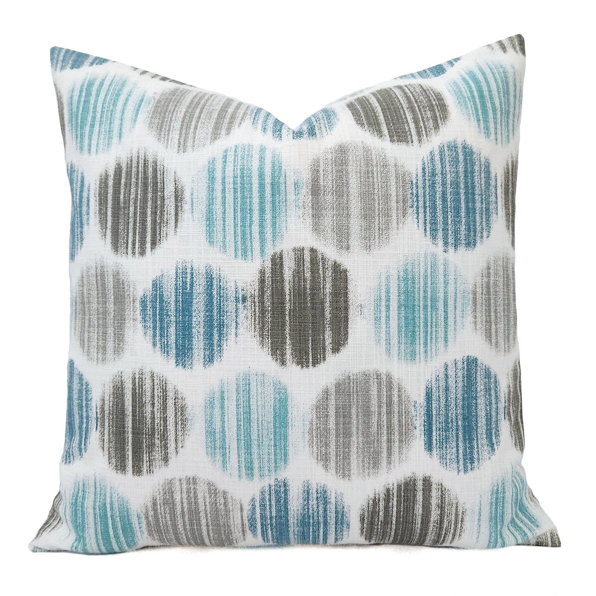Blue and Grey Pillow Cover, 18x18 Inch Waterproof Outdoor Aqua Coastal Decor Pillow Sham