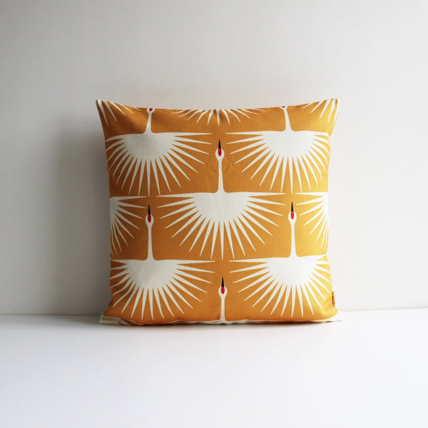 Green and Yellow 2 Pack Flying Swans Throw Pillow Cover - Birds Cushion Cover