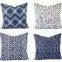 Blue and White Pillow Cover, 18x18 Inch Waterproof Outdoor Tie Dye Geometry Pillow Sham