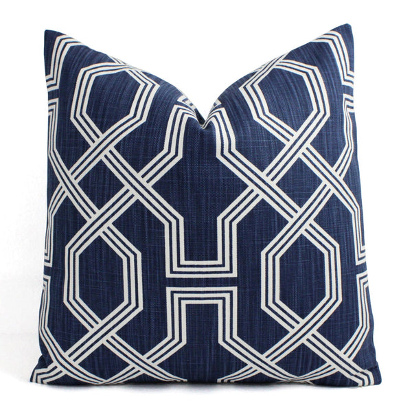 Blue and White Pillow Cover, 18x18 Inch Waterproof Outdoor Modern Pillow Sham