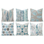 Blue and Grey Pillow Cover, 18x18 Inch Waterproof Outdoor Aqua Coastal Decor Pillow Sham