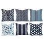 Blue Pillow Cover, Dark Blue and White Pillow Cover, 18x18 Inch Waterproof Outdoor Pillow Sham