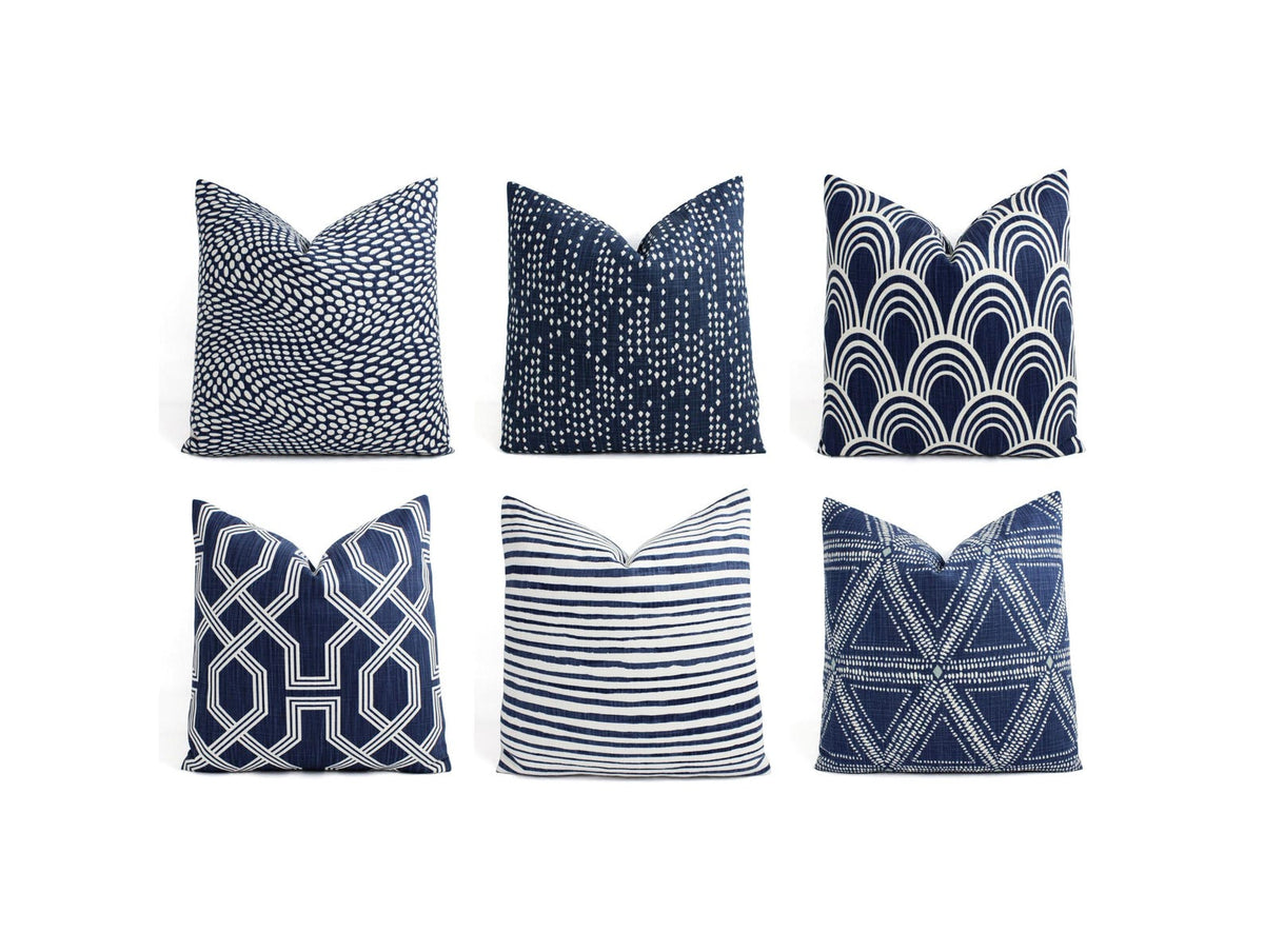 Blue and White Pillow Cover, 18x18 Inch Waterproof Outdoor Modern Pillow Sham
