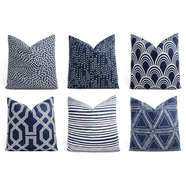 Blue and White Pillow Cover, 18x18 Inch Waterproof Outdoor Modern Pillow Sham