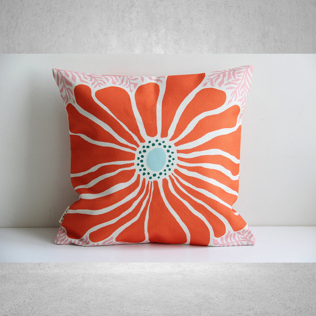 Burnt Orange Flower Throw Pillow Cover - Orange Floral Designer Decor Cushion Cover
